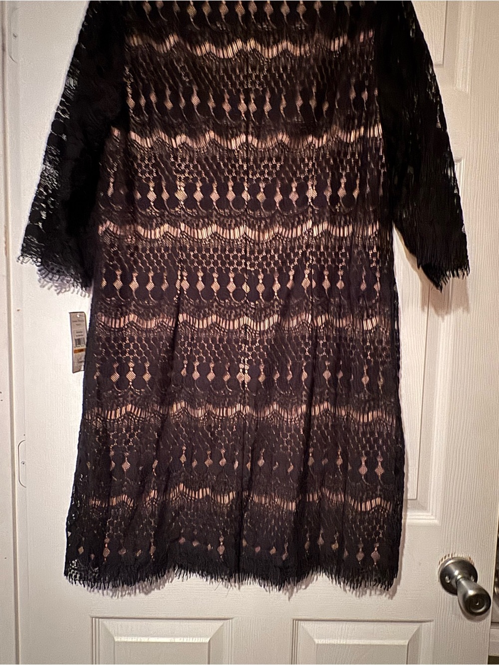 Jessica Howard Sz 16 W Black Lace Overlay Dress with Nude Lining - Picture 12 of 13